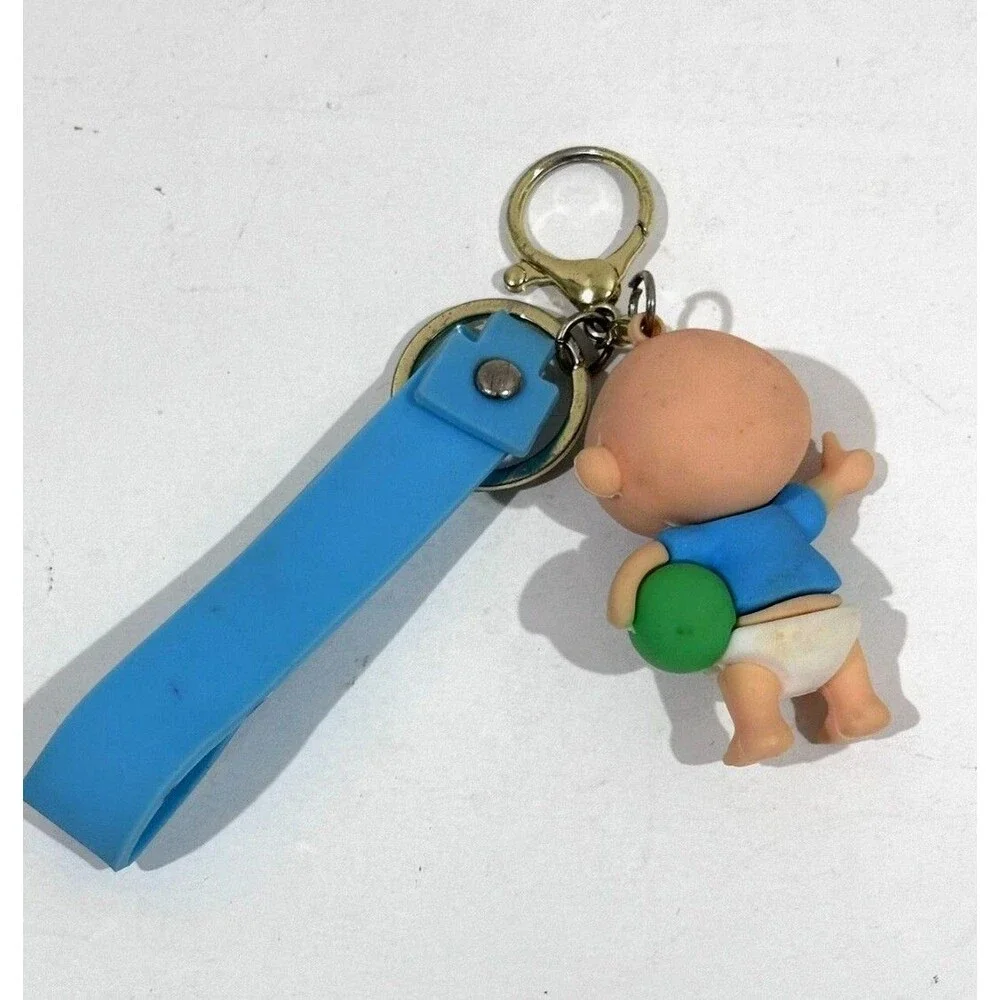 Rugrats Cartoon Character Keychain Blue Strap Plastic Detachable Keyring